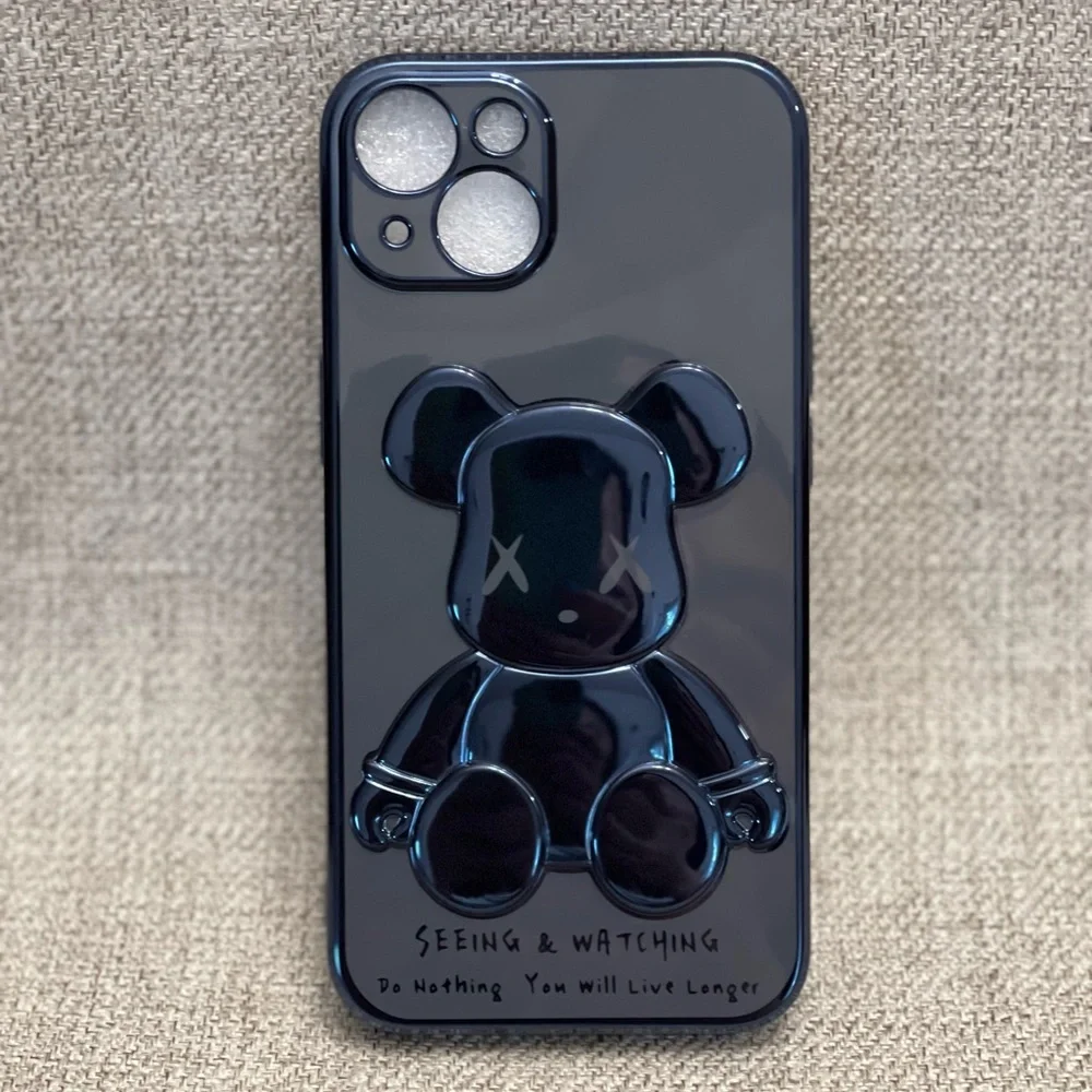 Electroplate Blue Violent Bear in Dark Background iPhone Case
